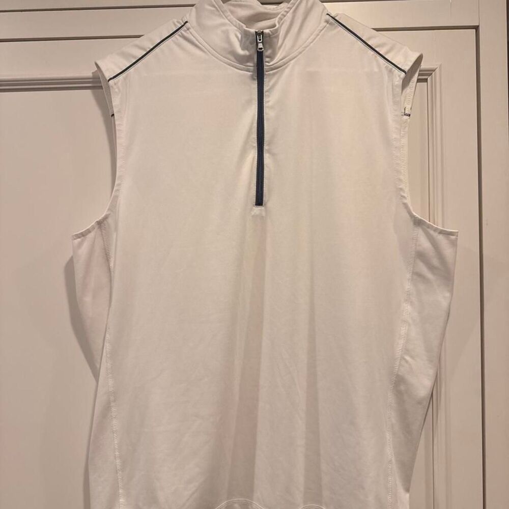 Johnnie-o Men's White Torque Quarter Zip Performance Golf Vest Size Men's M